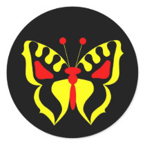 Yellow Butterfly Round Sticker