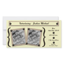 Yellow Buttons & Brackets Birth Announcement