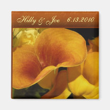 Yellow calla lily - Customize with your own text Fridge Magnets