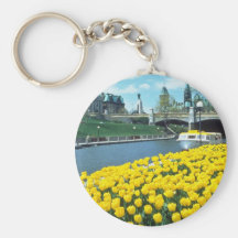 yellow Canadian Tulip Festival, Rideau Canal, Otta Keychain