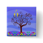 Yellow Cardinals in Tree buttons