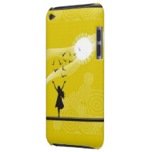Yellow case with a girl enjoying pretty sunshine. barely there iPod cases