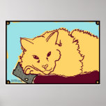Yellow cat painting Print