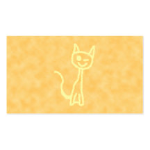 Yellow Cat, Winking. Yellow Pattern Background. Business Card