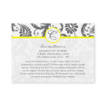 Yellow & Charcoal Grey Damask Wedding Info Cards Business Card Template