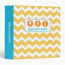 Yellow chevron modern utensils personalized recipe binders