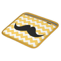 Yellow chevron zigzag pattern cute chic moustache ipad sleeves