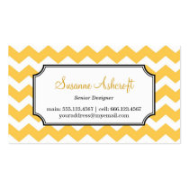 Yellow chevron zigzag pattern stylish personal business cards