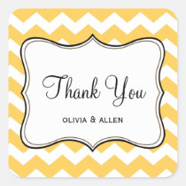Yellow chevron zigzag pattern thank you favour tag stickers