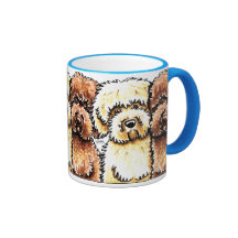 Yellow Chocolate Labradoodles Art Mug