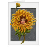 Yellow Chrysanthemum Girl Greeting Cards