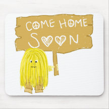 Yellow come home soon mouse mats