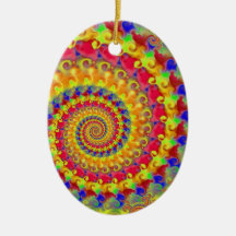 Yellow Crazy Fractal Christmas Tree Ornaments