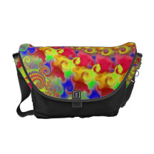 Yellow Crazy Fractal Commuter Bag