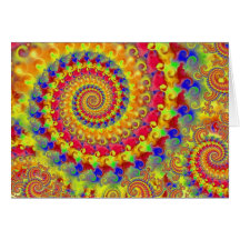 Yellow Crazy Fractal Greeting Cards