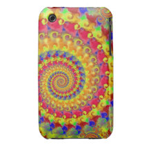 Yellow Crazy Fractal iPhone 3 Cases