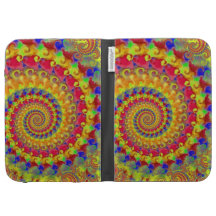 Yellow Crazy Fractal Kindle Folio Cases