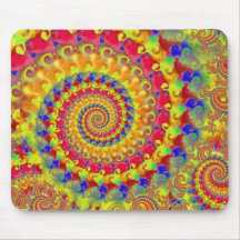 Yellow Crazy Fractal Mouse Pads