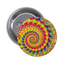 Yellow Crazy Fractal Pinback Button