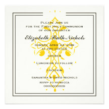 Yellow Cross First Communion Confirmation Invites