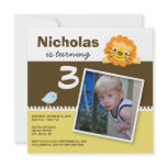 Yellow Custom Lion & Birdie Birthday Party Invite