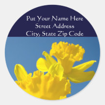 Yellow Daffodil Address Labels stickers Floral