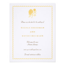 Yellow dahlia save the date wedding announcement