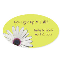 Yellow Daisy Candle Jar Wedding Favour Tags Oval Stickers