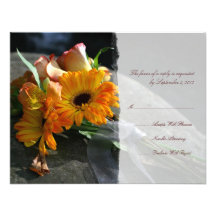 Yellow Daisy Flowers Wedding RSVP Custom Invite