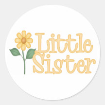 Yellow Daisy Little Sister Round Stickers
