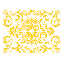 Yellow Damask Pattern Post Cards