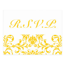 Yellow Damask Pattern RSVP Postcards