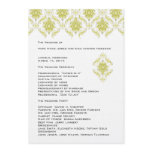 Yellow Damask  Wedding Program invitations
