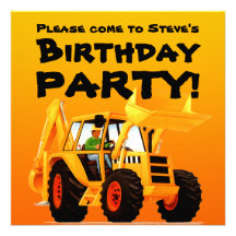 Yellow Digger Custom Invitations