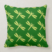 Yellow Dragon fly with Green  Pillow