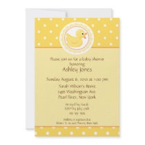 Yellow Duck Baby Shower Custom Invitations