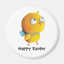 Yellow Easter Chicken with ribbon Magnets