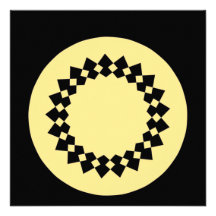 Yellow Elegant Round Design. Art Deco Style. Personalized Invite