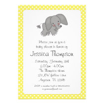 Yellow Elephant Polka Dots Baby Shower invitations