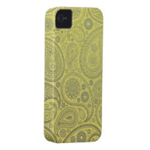 Yellow fabric paisley pattern iPhone 4 case