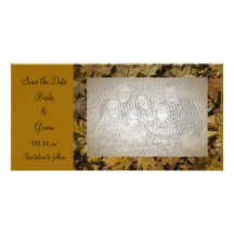 Yellow Fallen Leaves Save the Date Photo Card