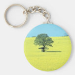 yellow Field of rape in flower flowers Keychains