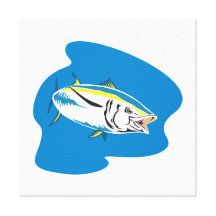 Yellow Fin Tuna Fish Retro Gallery Wrap Canvas