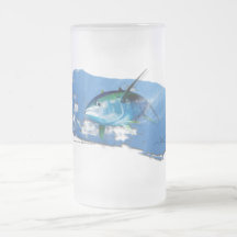 Yellow fin tuna frosted beer glass. coffee mugs