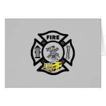Yellow Fire Truck Rescue Card