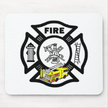 Yellow Fire Truck Rescue Mousepad