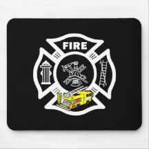 Yellow Fire Truck Rescue Mousepads