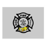 Yellow Fire Truck Rescue Post Card