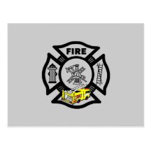 Yellow Fire Truck Rescue Post Card