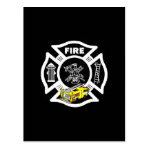 Yellow Fire Truck Rescue Postcards